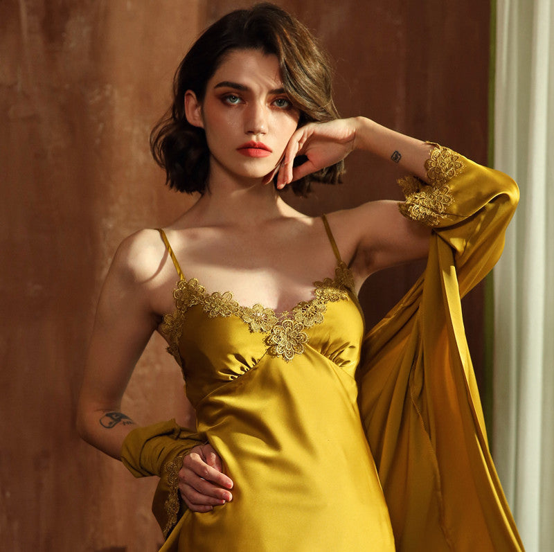 Nightgown with floral sleeves - Dana Fashion