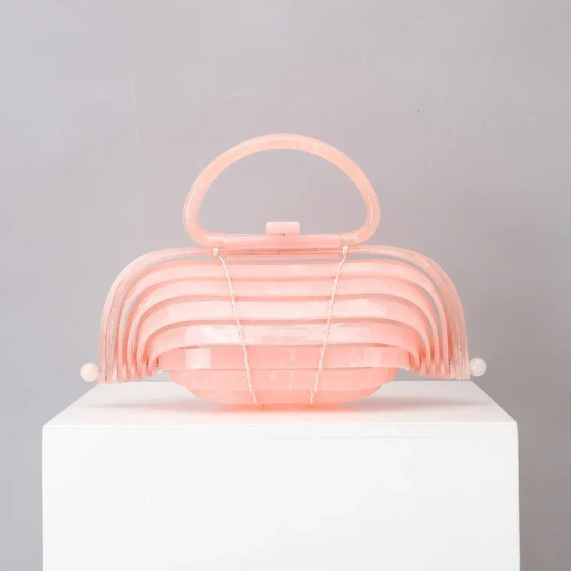 Acrylic bamboo basket hollow handbag foldable shell bag - DanaFashionstore