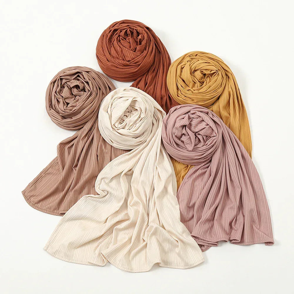 Women's Knitted Thread Cotton Striped Solid Color Scarf - DanaFashionstore