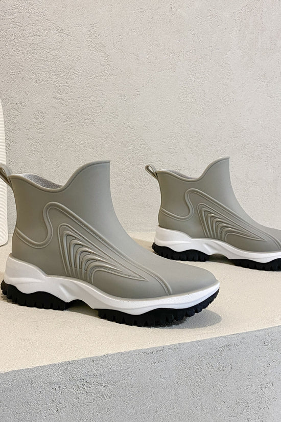 Fashion Color Blocking Thick Sole Low Top Women's Rain Boots
