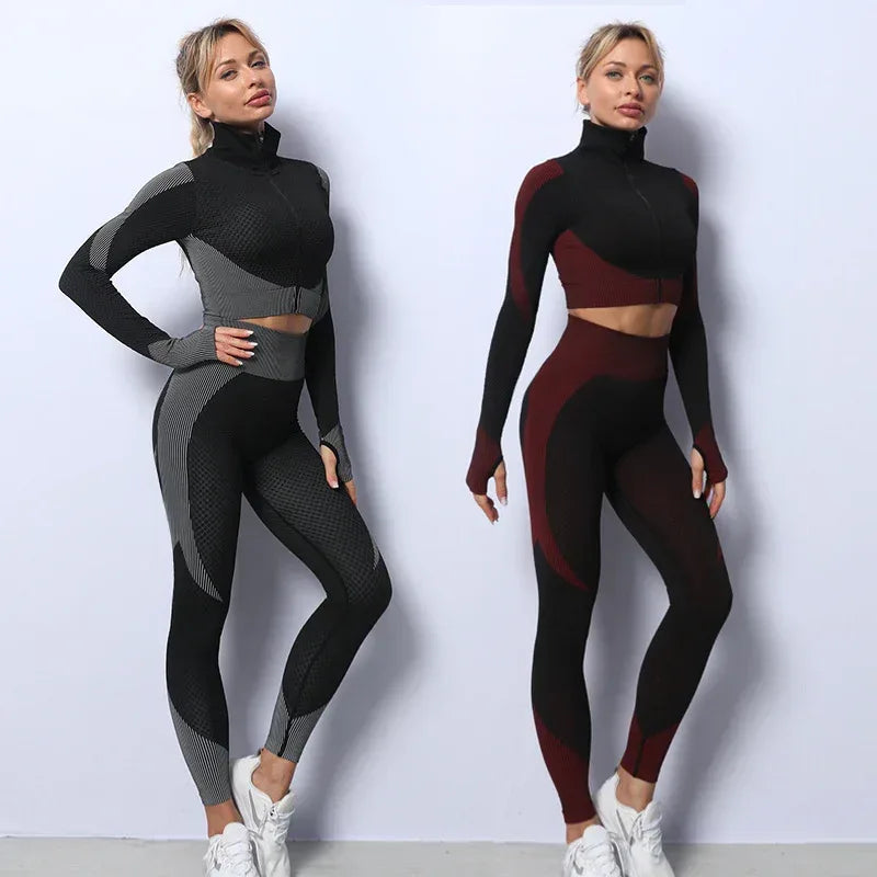 3PCS Yoga Set Seamless Sport Set Women Gym Clothing Leggings Women Crop Top Sports Bra Women Fitness Gym Set Womens Outfits Tracksuit - DanaFashionstore