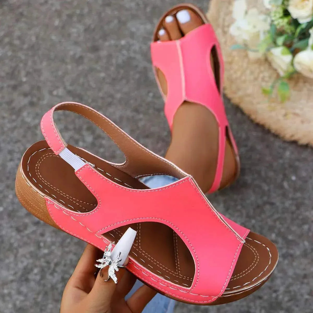 New Summer Wedges Sandals With Elastic Band Design Casual Fish Mouth Shoes For Women - DanaFashionstore
