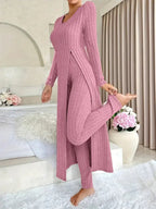 Crew Neck Split Long Sleeve Two-piece Set - DanaFashionstore
