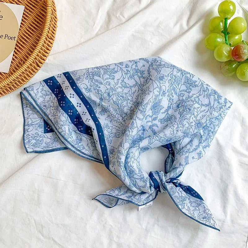 Artificial Silk Striped High-grade Korean Style Stylish Beach Arm Bag Silk Scarf - DanaFashionstore