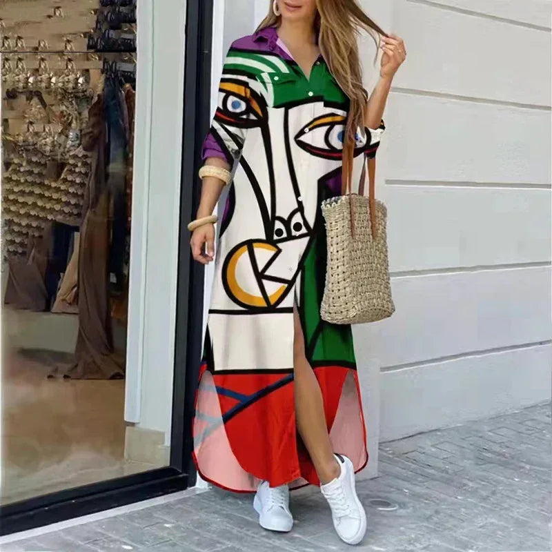 Fashion Printed Long Sleeve Dress 2026 - Maxi Long Dress - DanaFashionstore