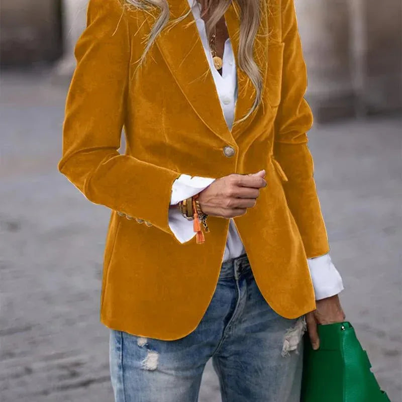 Velvet Lapel Casual Suit Business Fashion Slim Single-breasted Jacket Outwear Clothing For Women - DanaFashionstore