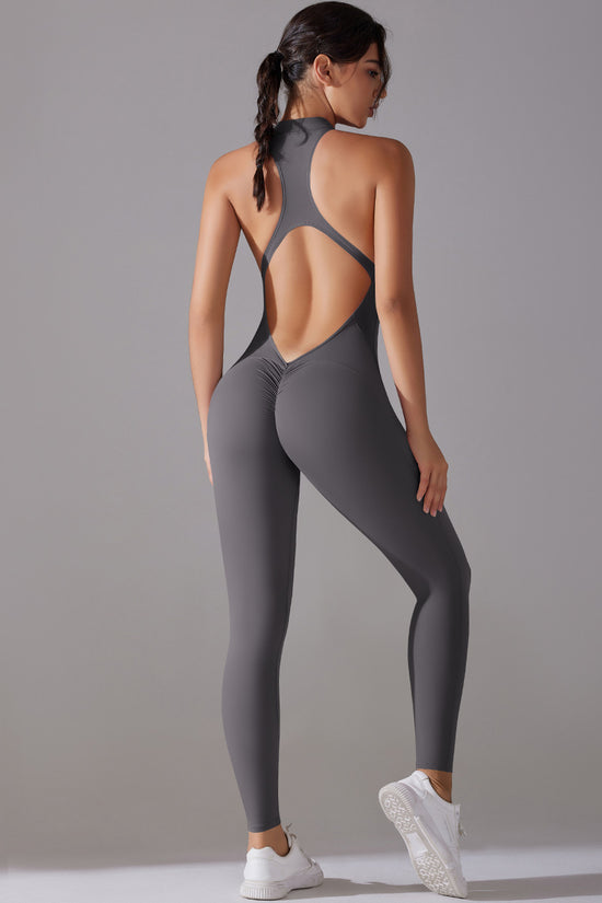 Solid Beauty-back Long Pants Jumpsuit Yoga Fitness Running Dance Slim Bodysuit Women Sports Clothing