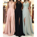 Halter Lace Chiffon Dress Prom Evening Dress Split Long Skirt - DanaFashionstore