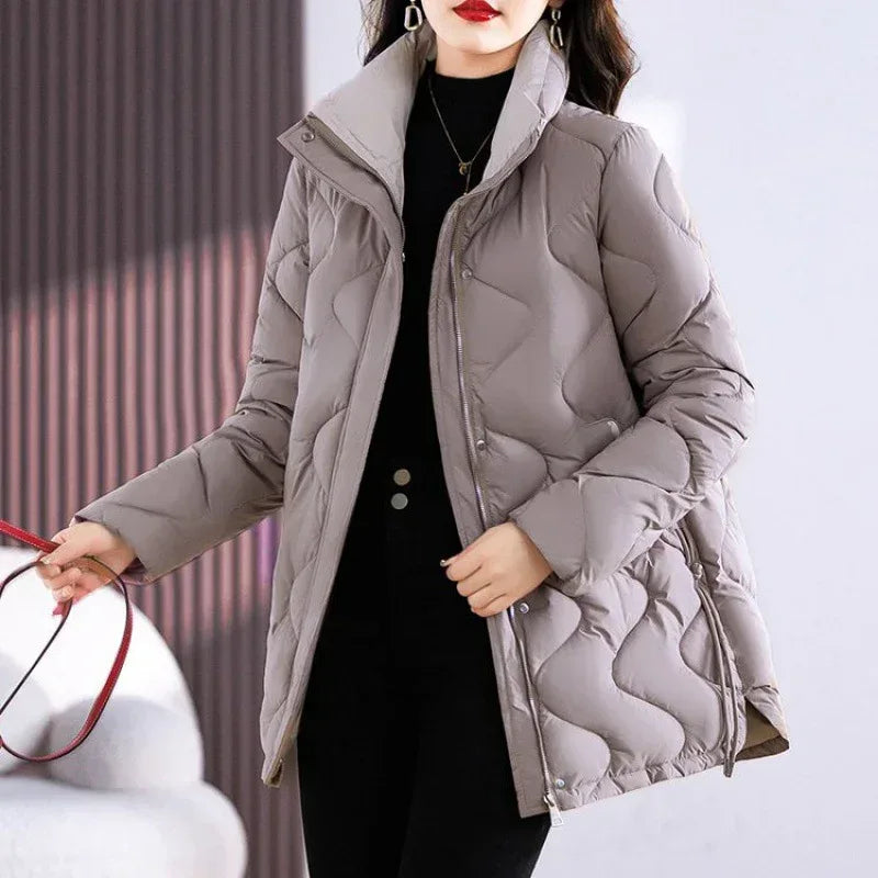 Mid-Length Loose Simple Cotton-Padded Coat 2026 - Minimalist Winter Jacket - DanaFashionstore