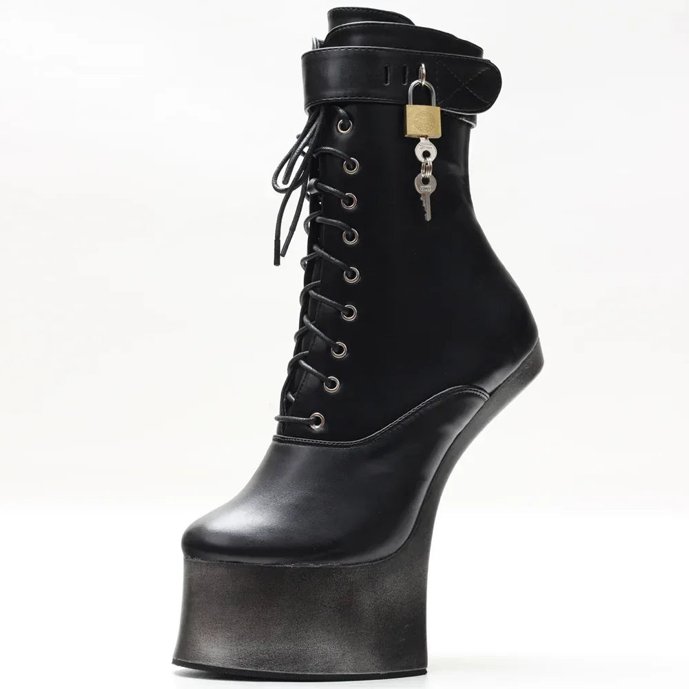 18cm Super High Heel Donkey Hoof Fancy Ankle Boots - DanaFashionstore