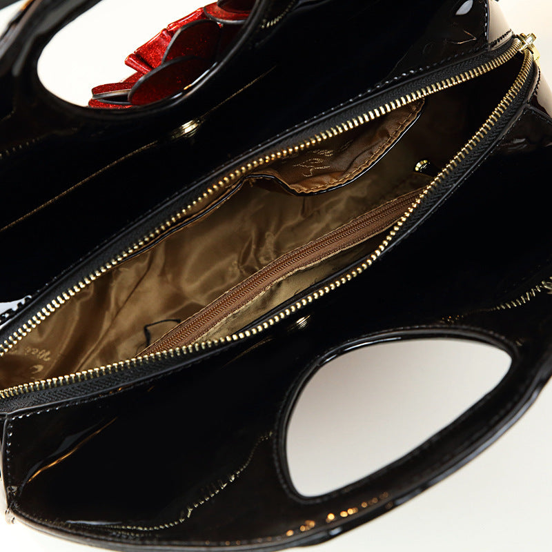 Personalized Flower Dumpling Niche Handbag Versatile Patent Leather Messenger Bag - Dana Fashion