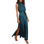 Women's Satin Stand Collar Dress 2026 - Elegant Formal Dress - DanaFashionstore