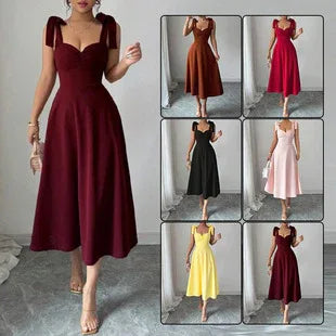 Lace-up Waist-cinching Maxi Dress - DanaFashionstore