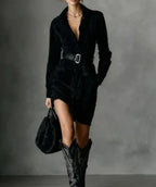 Long-Sleeved Blouse Dress with Belt 2026 - Professional Shirt Dress - DanaFashionstore