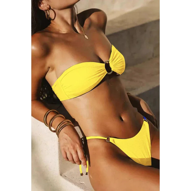 Split Swimsuit Bikini Suit Sunshine Bath Beach Tube Top Women - DanaFashionstore