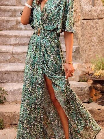 Graceful Printed Cinched Dress Women 2026 - Slimming Mid-Length Dress - DanaFashionstore