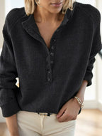 Plus Size Button Knitted Sweater - DanaFashionstore