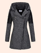 Women Warm Slim Full Zipper Coat Thick Woolen Coat Female Fall Winter Windbreaker Hooded Diagonal Zipper Women's Clothing - DanaFashionstore