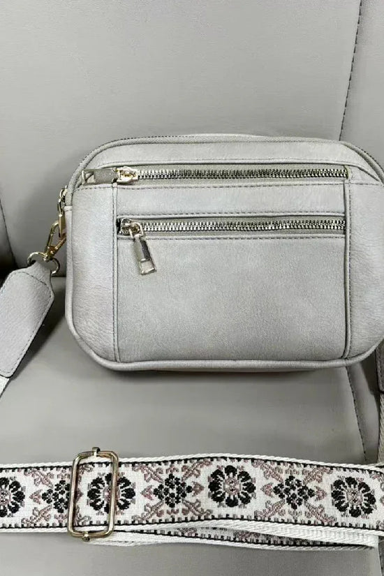 Triple-zipper Shoulder Bag With Floral Embroidered Straps Fashion Colorblock Multi-functional Crossbody Bags For Women - DanaFashionstore