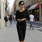 Womens Solid-Color Body-Con Plus-Size Dress With A Sophisticated Look - DanaFashionstore