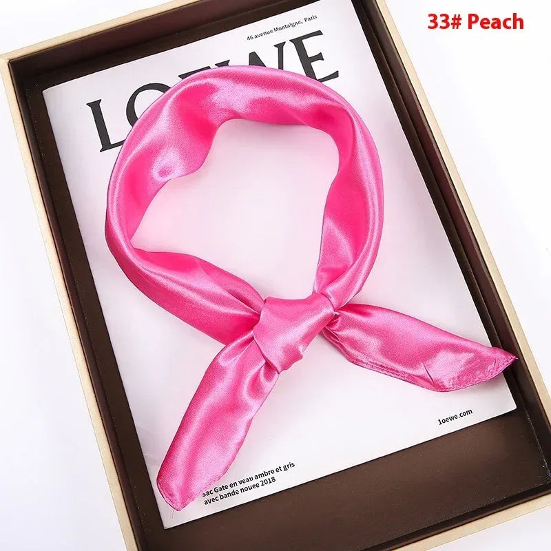 Solid Color Square Scarf Artificial Silk Small Square Towel - DanaFashionstore