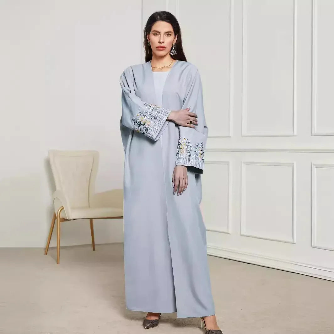 Middle East Muslim Embroidered Cardigan Dress Robe - Elegant Islamic Clothing - DanaFashionstore