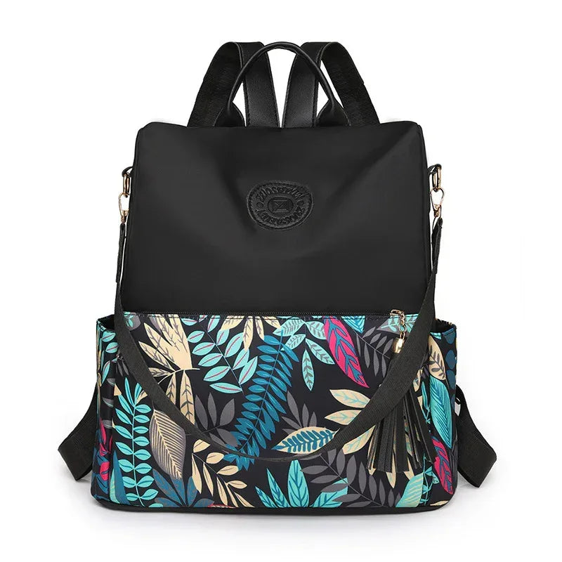 Trendy Printed Oxford Cloth Backpack Female 2024 New Cow Anti-theft Large Capacity Leisure - DanaFashionstore