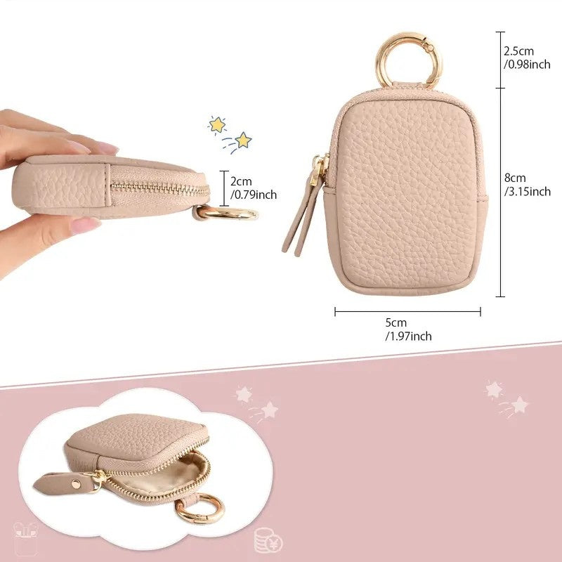 Leather Coin Purse, Small Change Purse Keychain Wallet For Women, Mini Coin Pouch With Zipper - Dana Fashion