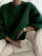 Womens Casual Solid-color Loose-fitting Cozy Plush Long-sleeve Sweater - DanaFashionstore