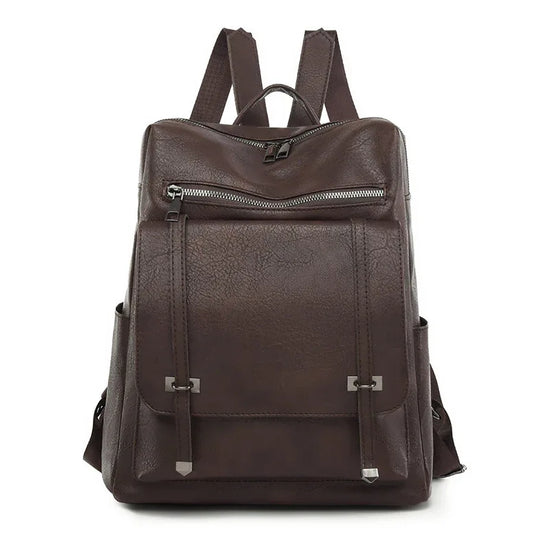 Retro Large Capacity Contrast Color Women's Pu Backpack - DanaFashionstore