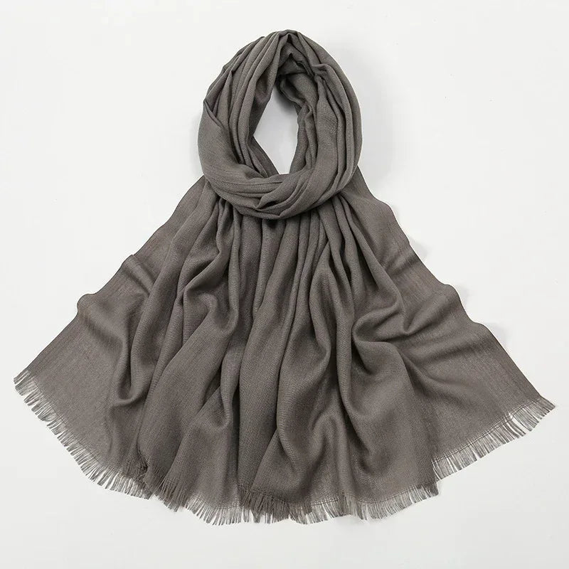 Flat Slub Cotton Solid Color Scarf Breathable Monochrome - DanaFashionstore
