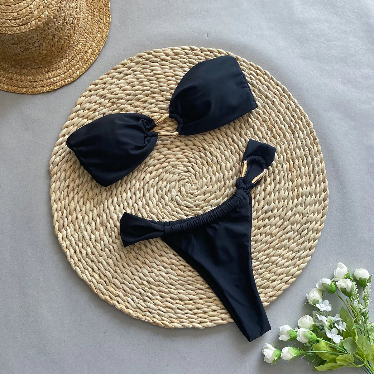 New Low Waist Sexy Bikini Solid Color Split Women's Swimsuit Swimming - DanaFashionstore