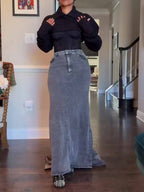 Denim Bodycon Maxi Skirt
