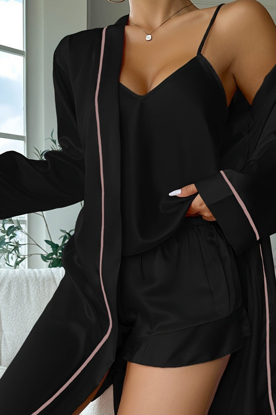 Suspender Shorts Nightgown Three-piece Set - Dana Fashion