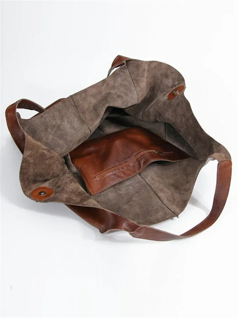 Simple Large Bag Soft Leather Large Capacity One-shoulder Portable Tote Bag - DanaFashionstore