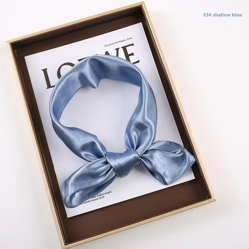 Solid Color Square Scarf Artificial Silk Small Square Towel - DanaFashionstore