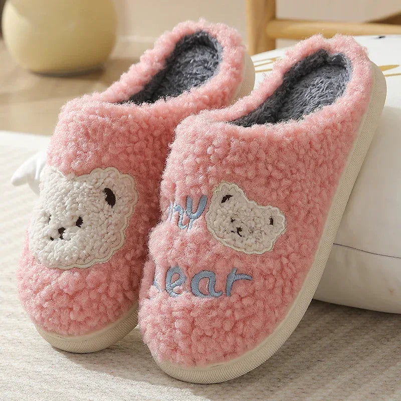 Bear Slippers Winter Warm House Shoes For Women Couple - DanaFashionstore
