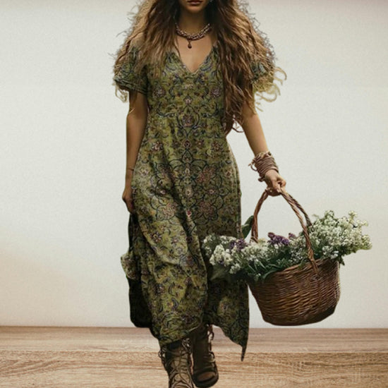 All Match Bohemian V-neck Dress - Dana Fashion