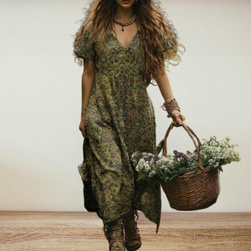 All Match Bohemian V-neck Dress - Dana Fashion