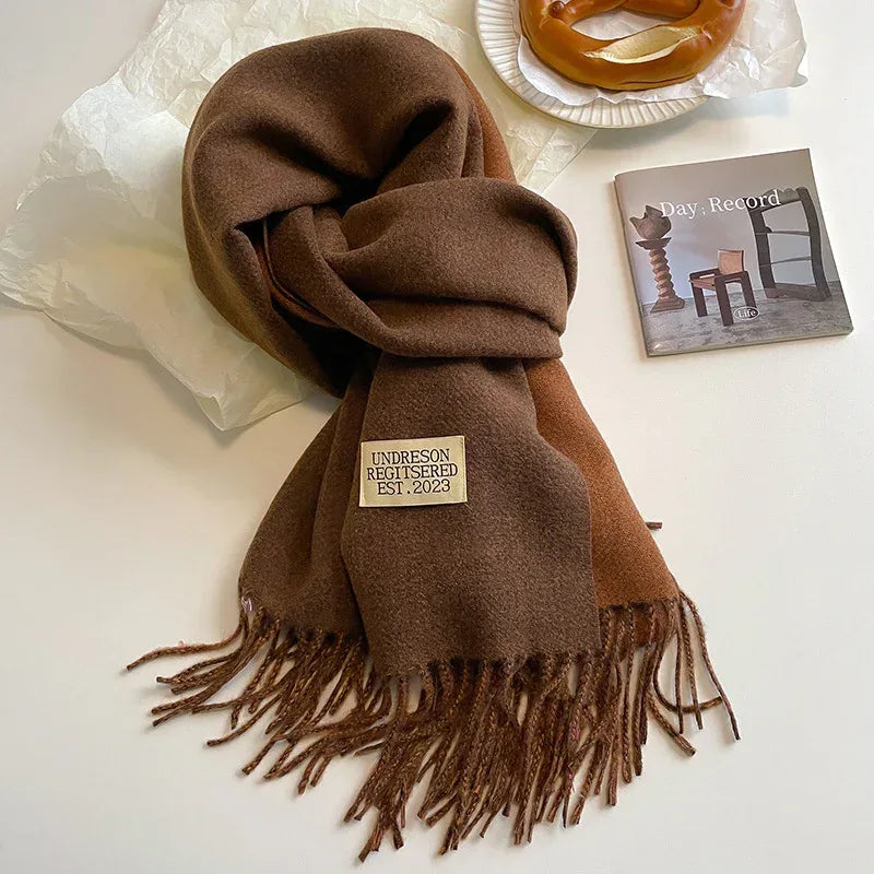 Double-sided Artificial Cashmere Scarf Women's Winter Warm Couple - DanaFashionstore