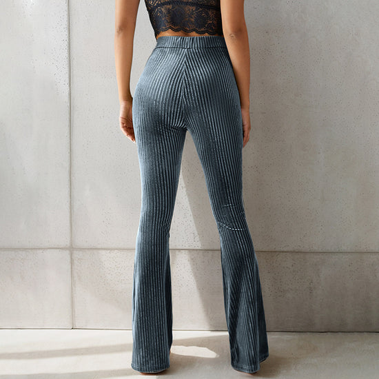 Women's Fashion Casual Striped Sunken Stripe Bell-bottom Pants - Dana Fashion