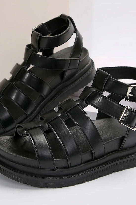 Hollow-out Belt Buckle Platform Pig Cage Sandals Women's Foreign Trade Roman Shoes - DanaFashionstore