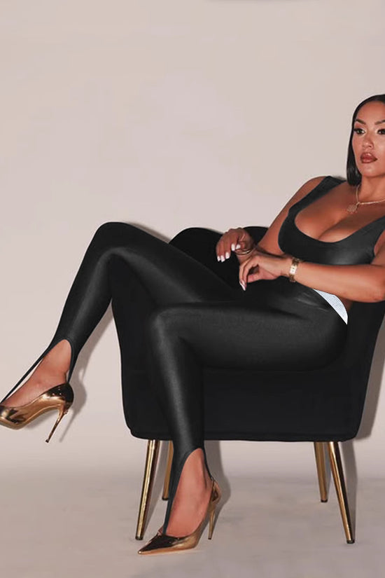 Front Step Shiny Leggings - Dana Fashion