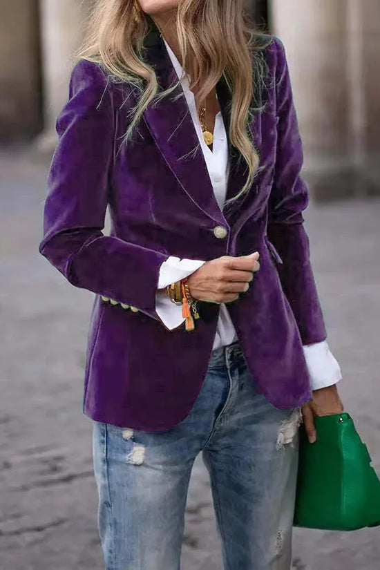 Velvet Lapel Casual Suit Business Fashion Slim Single-breasted Jacket Outwear Clothing For Women - DanaFashionstore