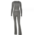 Hoodie Suit Women Leisure Sexy Zip Long Sleeve Sweater And High Waist Long Pants Set - DanaFashionstore