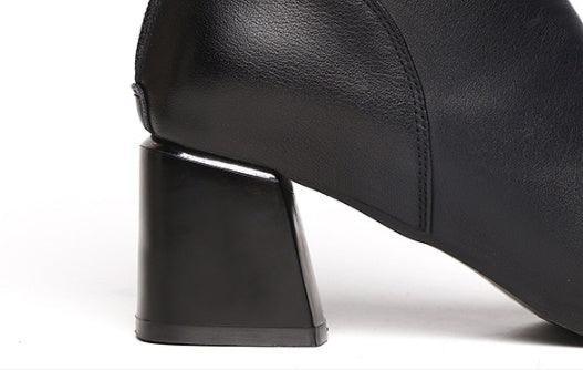 Autumn And Winter Women's Pointed Thick Heel And Fleece Martin Boots - DanaFashionstore