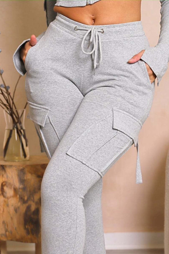 Cargo Pants With Pockets High Waist Drawstring Wide Leg Straight Trousers For Women Overalls