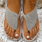 New Rhinestone Shell Flip-Flops Sandals Summer Beach Shoes For Women Fashion Casual Low Heel Flat Slides Slippers - DanaFashionstore