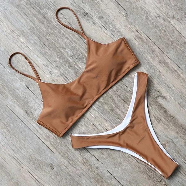 Women's Simple Clean Solid Color Bikini Swimsuit - DanaFashionstore