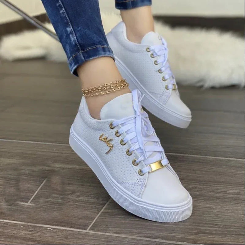 Women Flat Sneakers Breathable Lace-up Shoes For Girls - DanaFashionstore
